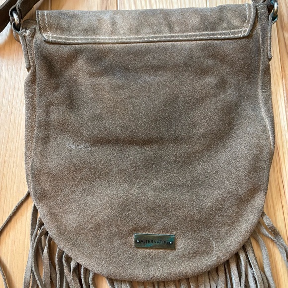 Vintage Y2K Alternative Suede Fringe Accent Crossbody Bag - Picture 7 of 12
